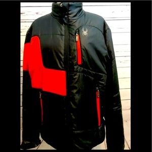 Spyder Puffer mens Coat jacket sz XL Extra Large Full zip Black Packable Travel